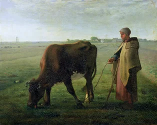Frau weidet ihre Kuh, 1858
